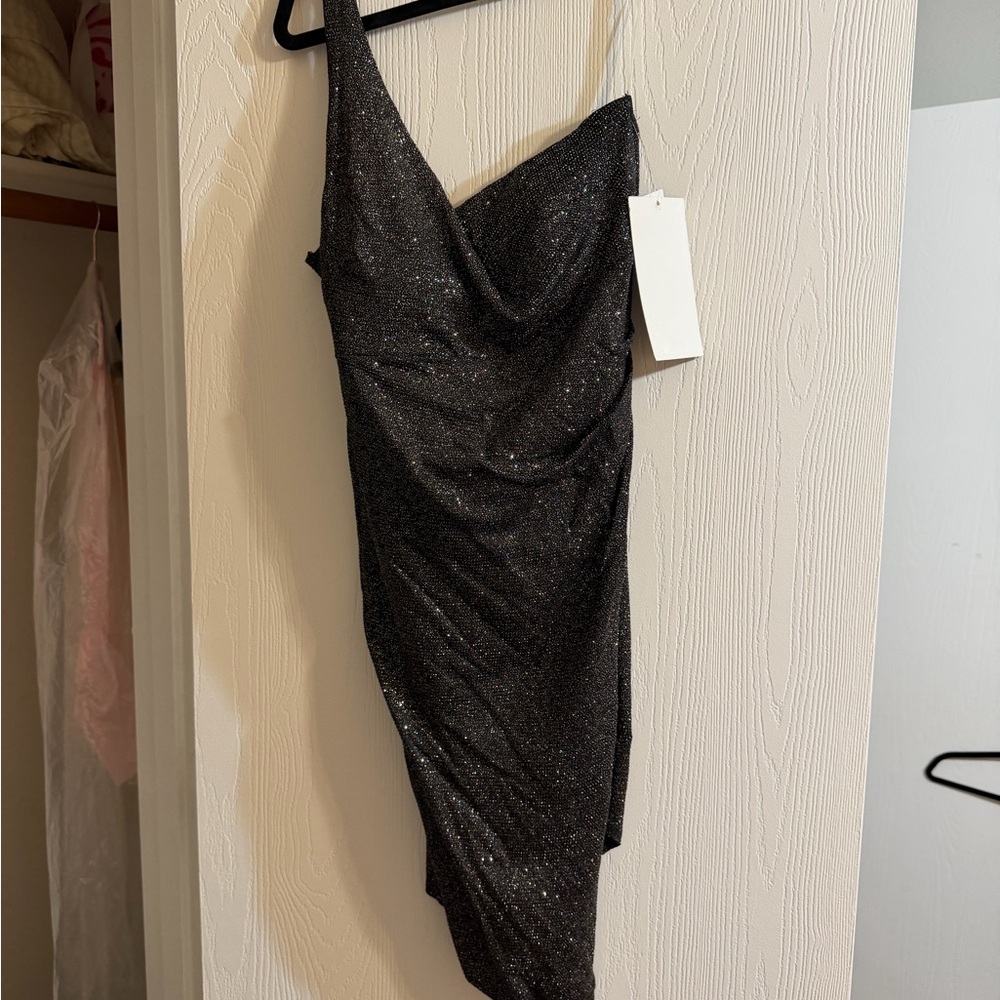 Honey and Rosie Sparkling Black Asymmetrical Dress